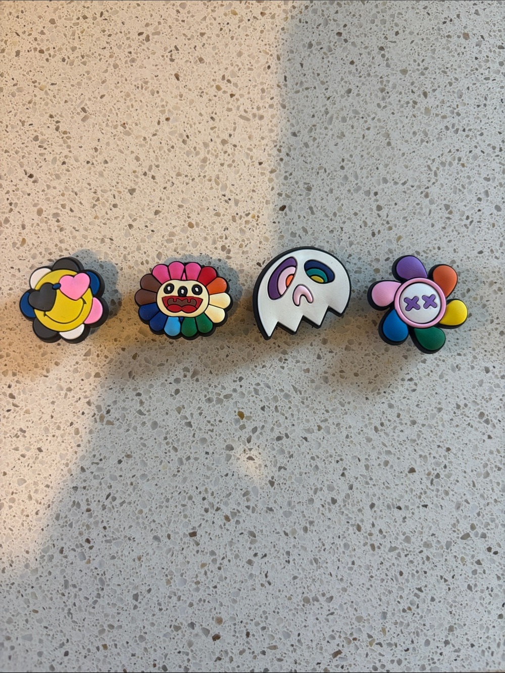 Colorful Flower & Skull Shoe Charms Set